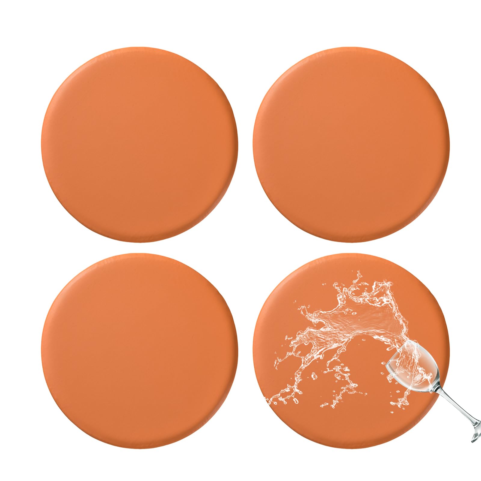 FUANGUI Bar Stool Covers Round Set of 4, Waterproof PU Seat Covers With Elastic Bands, Chair Covers Washable Cushion Slipcover for 12-15 Inch - Orange