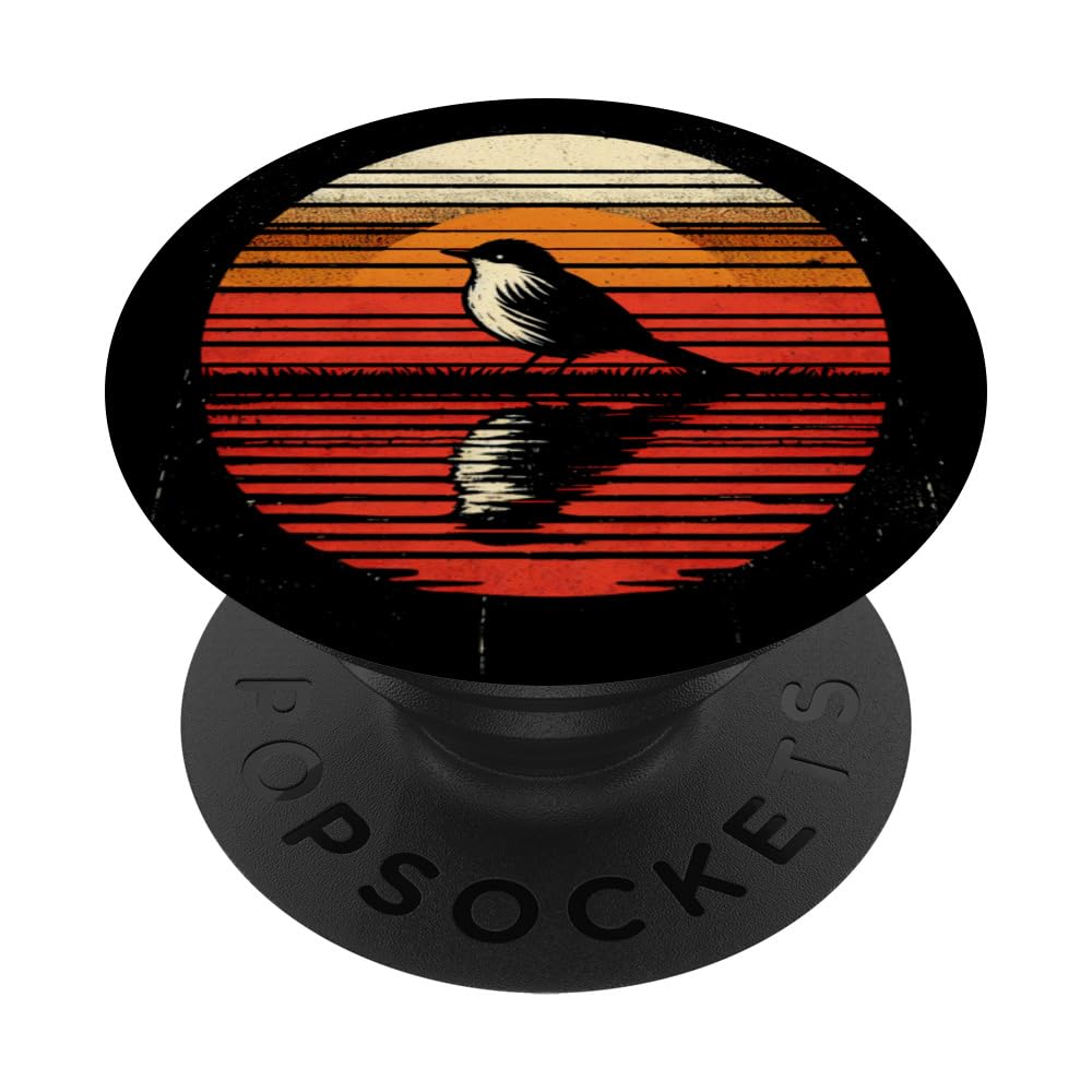 Vireo Bird Sunset Retro Style Safari Vintage 70s PopSockets Swappable PopGrip