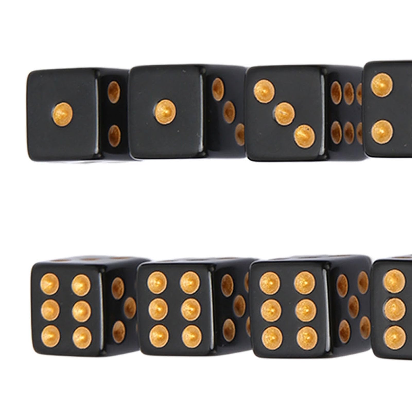 plplaaoo 20PCS Black Dice 6 Sided Plastic Dice Set for Board Games Math Teaching Parties Durable Lightweight Portable Tabletop Gaming Accessories (Straight Angle)