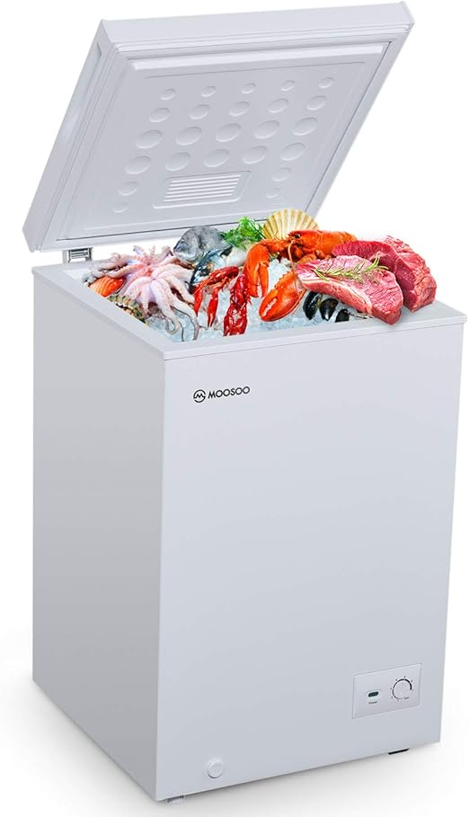 MOOSOO Chest Freezer, 3.5 Cubic Feet Deep Freezer with