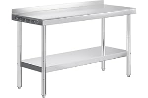 Jocisland 24" x 60" Stainless Steel Table for Prep & Work with Backsplash, Adjustable Under Shelf & Safe Design for Restaurant, Home and Outdoor