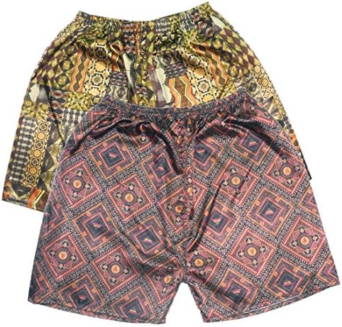 (Pack of 2) Mens Sleepwear - Silk Couture Boxer Shorts / Pajama Shorts M-L Multicolor