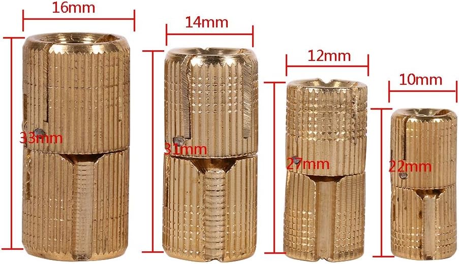 4Pcs Gold Barrel Hinge Brass Hidden Concealed Hinge 10mm Cabinet Gift Box Invisible Barrel Hinge with 180° Opening Angle for DIY Jewelry Box Hand Craft - Image 4
