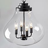 JTYKHNM Glass Pendant Light Kitchen Island, 14" Modern Black Industrial Hanging Light Fixture Modern Black Pendant Lighting w
