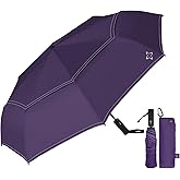 LILAC Compact Travel Windproof Umbrella, Vented 43" Auto open/close Folding Quick Dry Umbrellas for Rain, Portable Small for Backpack Car, Thoughtful Gift for Women Men Kids, TSA Approved