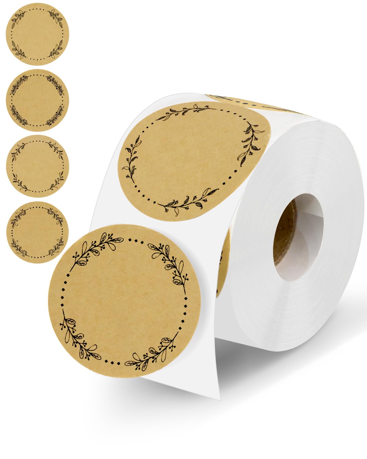 Photo 1 of 500pcs Canning Stickers Jam and Jelly Jar Labels, Gift Tags 4 Different Wreath Designs, All-Purpose Labels for Mason Jars/Bottle/Name Tags and More(2" Round)