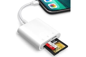 SD Card Reader for iPhone iPad, Oyuiasle Trail Game Camera SD Card Viewer with Dual Slot for MicroSD/SD, Dual-Connector Memor