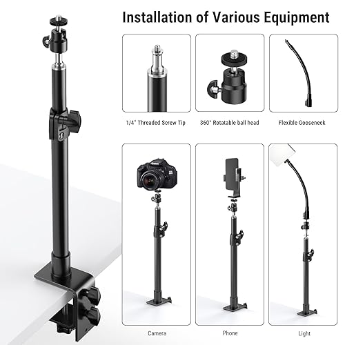 360° Adjustable Webcam Stand With Ball Head - Perfect Desk Mount For Streaming & Recording