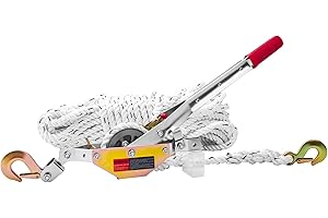 JOYANALL Rope Puller 3/4 Ton Capacity with 100' of 0.6" Dia. Ratchet Puller Hoist, Come Along Winch, Rope Come Along Puller for Tree Falling, Boat, Road Recovery