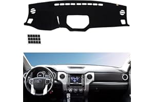 TUCAREST Dash Cover Fit for 2014-2021 to-yota Tundra Nonslip Car Dash Board Mat Sunshade No-Glare and Slip Pad Carpet Sunshield Protector (Without HUD and Intermediate air Outlet) Flannel Black