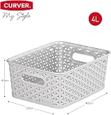 Curver My Style Rattan Effect 4 Litre Storage Baskets Set of 4 Light Grey view 5
