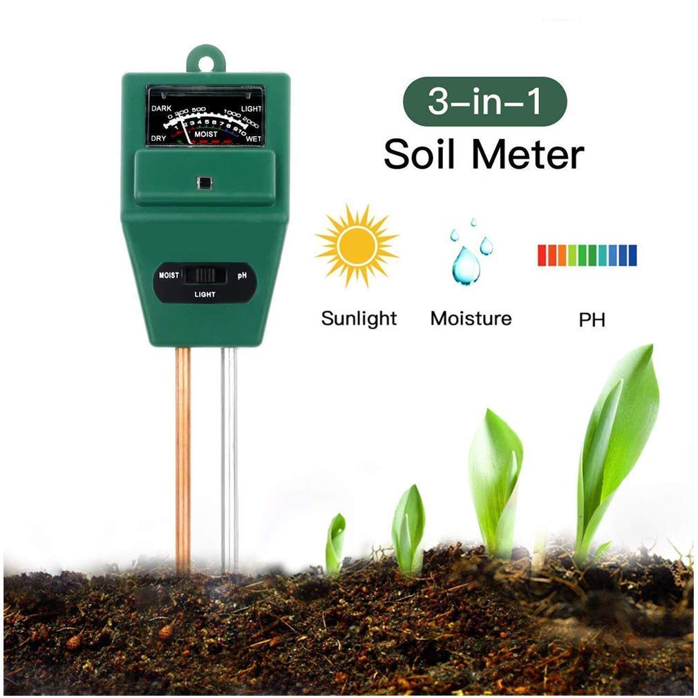 Aitere Soil pH Meter, MS01 3-in-1 Soil Moisture/Light/pH Tester Gardening Tool Kits for Plant Care, Great for Garden, Lawn, Farm, Indoor & Outdoor Use (Green)