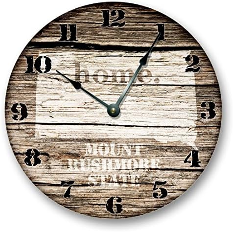 SOUTH DAKOTA State Map Wall Clock old weathered boards rustic cabin country decor