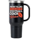 Onebttl Football Coach Gifts, Football Gifts for Coach Mentor on Birthday Christmas, 40oz Stainless Steel Tumbler with Handle, Lid and Straw, Black