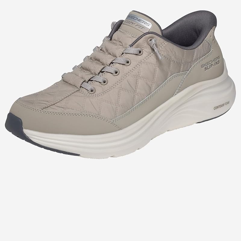 Herren Contour Foam Cozy Fit Turnschuhe, Taupe Mesh Duraleather Charcoal Trim, 42 EU
