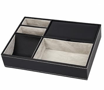 Aufbewahrungsbox Leder Schwarz