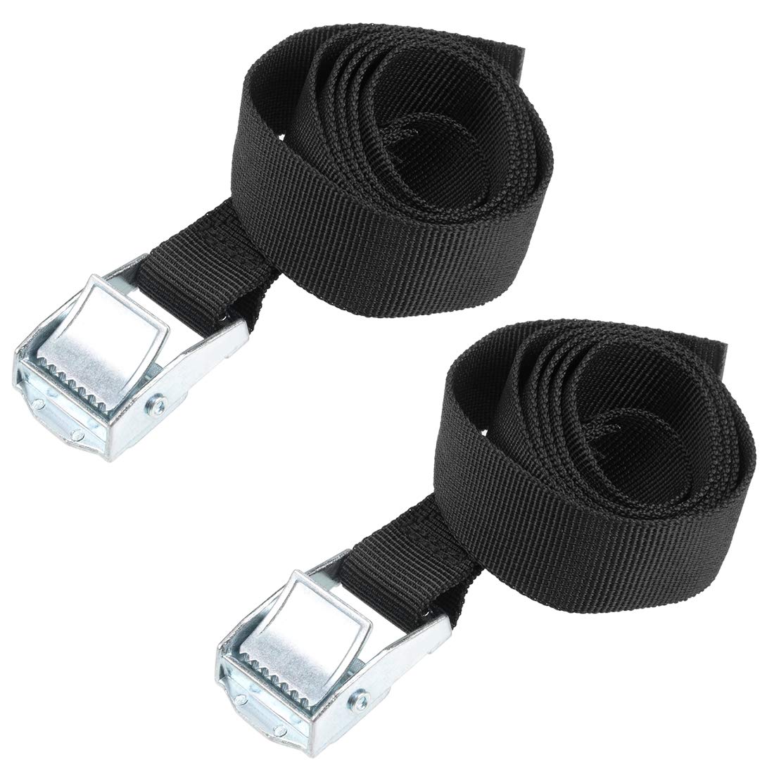 sourcing map Tie Down Strap Cam Buckle Lashing Strap 1" x 3.3Ft 176lb 80Kg Load Polypropylene for Moving Securing Cargo, Black, Pack of 2
