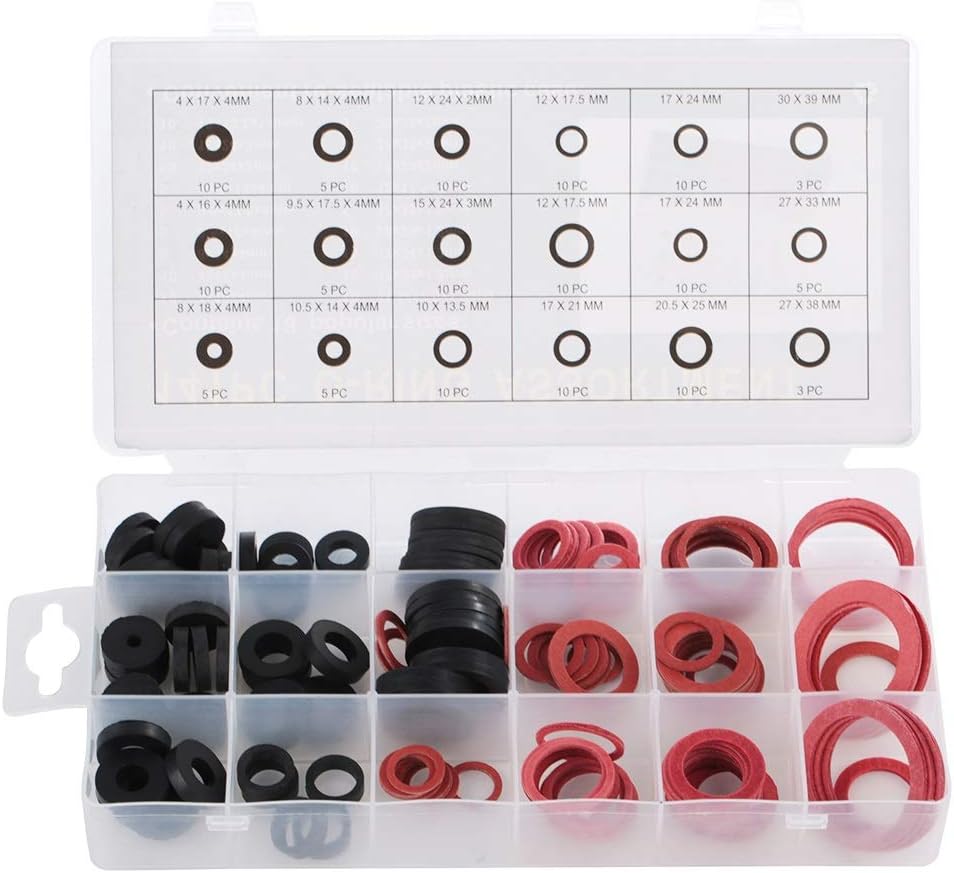 Samfox Plumbing Washer - O-Ring Tap Seal Plumbing Gasket Rubber Washer Assortment Set 141pcs, Black