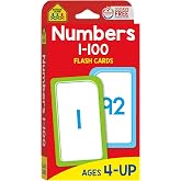 School Zone Numbers 1&ndash;100 Flash Cards: 56 Cards for Preschool &amp; Kindergarten, Counting, Even &amp; Odd Numbers, Skip Counting by 2s, 5s, 10s, Early Math Skills, Ages 4+