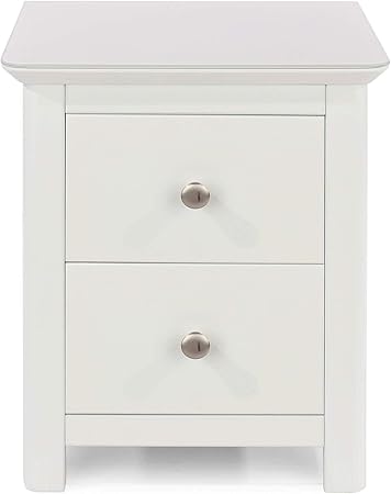 Home Source Painted Bedside Table Nightstand Storage Toughened Glass Top White 2 Drawer Amazon Co Uk Kitchen Home