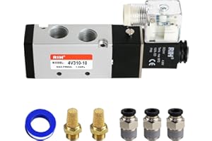 RIH Pneumatics Solenoid Valve 4V310-10 12V/24V/110V Series Single Coil Pilot-Operated Electric 2 Position 5 Way Connection Type (DC24V/Junction Box, 3/8"NPT)