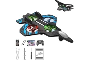 Skyriders RC Jet, Foam Remote Control Fighter Jet Airplane with 360° Flips & LED Lights, 2.4GHz Easy-Fly RC Stunt Plane Toy, 