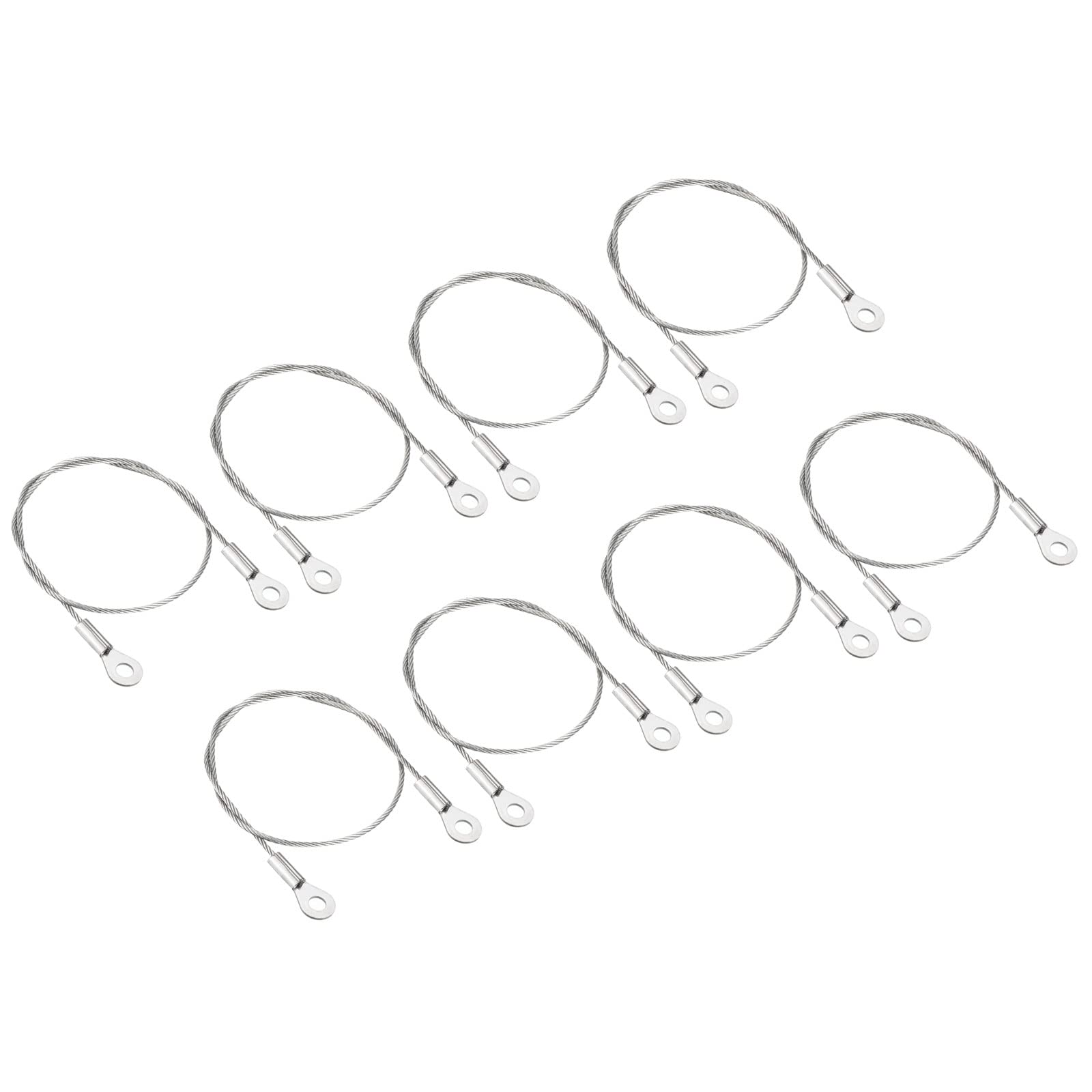 PATIKIL Stainless Steel Lanyard Cable 12 Inch 30cmx1.5mm, 8 Pcs 4mm ID Eyelets Ended Loop Security Wire Rope
