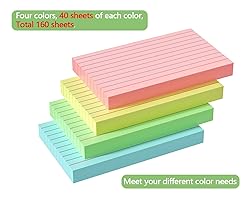YIZUUN Colored Index Cards 4x6, 160 Pack, Ruled