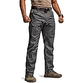 CQR Men's Flex Ripstop Tactical Pants, Water Resistant Stretch Cargo Pants, Lightweight EDC Hiking Work Pants