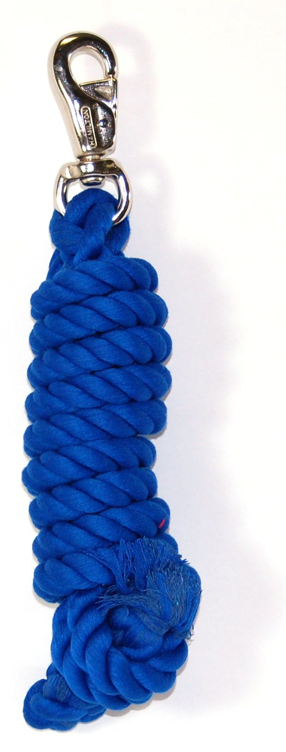 Hamilton Cotton Lead with Nickel-Plated Bull Snap, Blue, 3/4" Thick x 10' Long