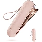 BAGSMART Makeup Brush Holder Bag, Travel Small Makeup Bag for Purse, Make Up Brush Bag Case Cosmetic Bag, Silicone Soft Portable Face Brushes Travel Essentials Organizer Holder, Pink
