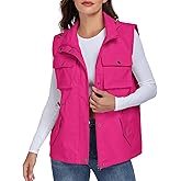 KateModa Women's Military Utility Vest Sleeveless Drawstring Jackets Waterproof Cargo Vest Outerwear with Removable Hood