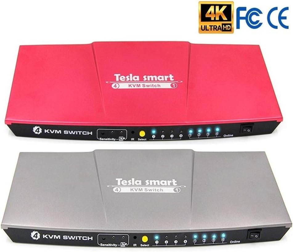 Telsa 4K 2 Port Auto HDMI KVM Switch Support HDCP IR Remote USB CCTV 4K