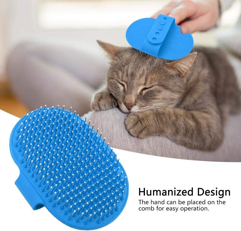 Silicone Pet Grooming Brush for Dogs and Cats - Massage Bath Shampoo Cleaning Brush with Round Head for Long & Short Hair (Blue) - Image 5