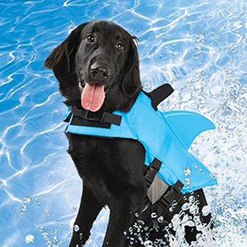 Swimways Sea Squirts Dog Life Vest w/ Fin for Doggie Swimming Safety, Color: Blue, Rest at Ease Knowing Your Pooch has a Life Preserver for Water Safety at the Pool, Beach, Boating Pet Supplies, Dogs, Apparel & Accessories, Lifejackets