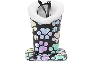 FlyingMage Plush Lined Eyeglasses Holder, Cute Magnetic PU Leather Glasses Stand Case for Women Men Kids