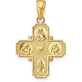 14k Gold Four Way Cross Religious Cruciform Pendant for Catholic and Christian Worship