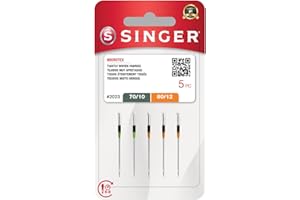 SINGER Microtex Sewing Machine Needles – Size 70/10, 80/12, 5 Pack