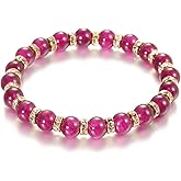 Handmade Natural Jade Beaded Bracelet for Women & Men – Genuine Green/White Jade Gemstone Stretch Bracelet – Lucky Energy Healing Jewelry Gift for Peace, Prosperity & Protection