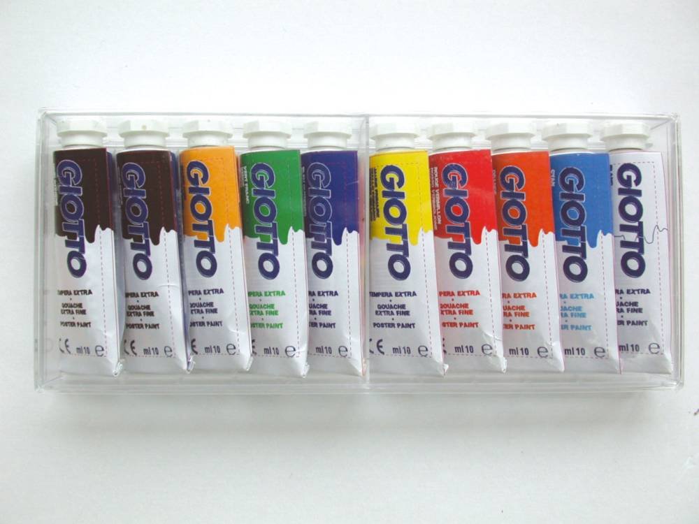 Giotto 301900 Box of 10 Tubes of Gouache Paint, 10 ml, Assorted