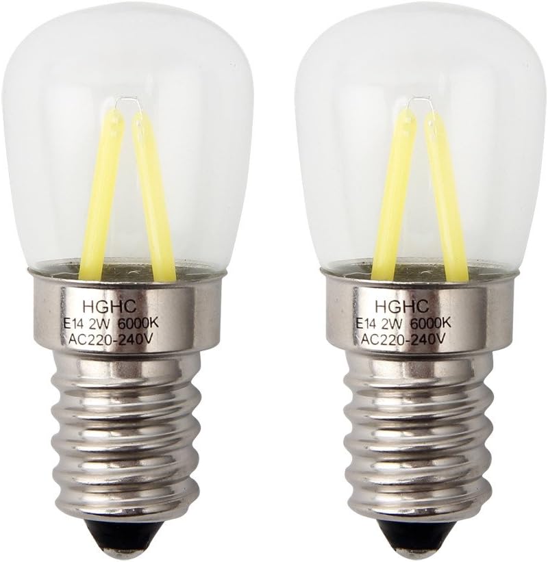 Fridge LED Bulb E14, AC 220-240v 2W Cool White 6000K, Small Edison Screw Bulb,15W Equivalent (Pack of 2)