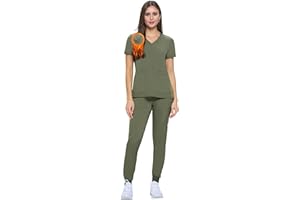 M&M SCRUBS Women's Essential Jogger Scrub Set Nursing Uniform Clearance Cool Stretch Scrub Top and Pant Workwear