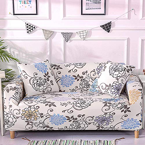Umineux Printed Sofa Cover High Stretch Sofa Slipcovers Couch All Cover Furniture Protector for Couches and Loveseats with Two Pillow Covers (Rotating Flower, Loveseat)