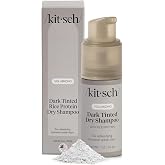 Kitsch Volumizing Rice Protein Dry Shampoo Powder Pump - Dark Tinted, 1oz | Absorbs Oil, Non-Greasy, Great For Dark Hair Color &ndash; Travel Size Dry Hair Shampoo for Women &amp; Men, No White Cast