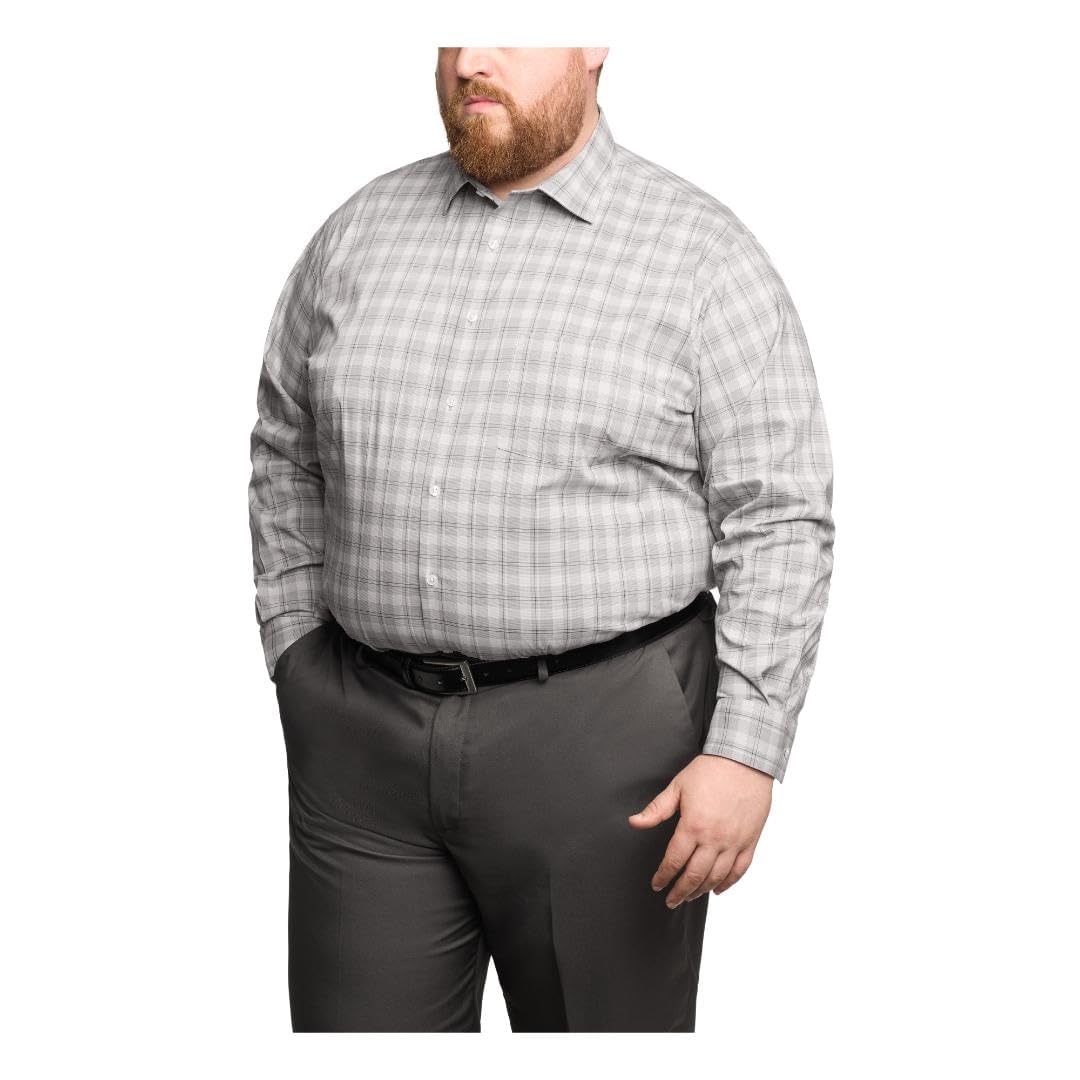 Van Heusen Men's FIT Dress Shirt Ultra Wrinkle Free Flex Collar Stretch (Big and Tall), MUD Green Image