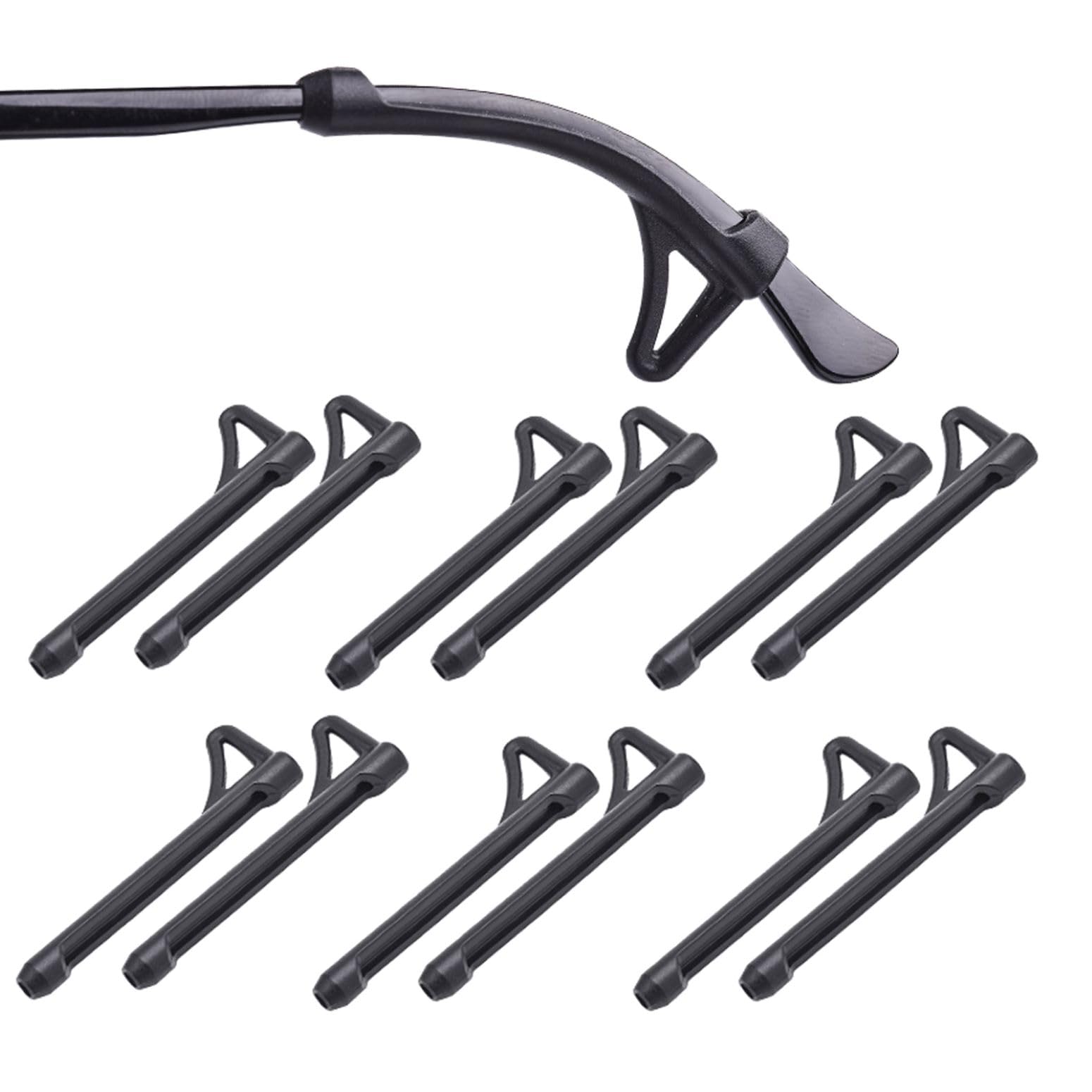 OPUGIT 6Pairs Soft Silicone Glasses Temple Grips, Anti-Slip Elastic Sleeve Glasses Retainers, Comfortable Ear Tips For Children Spectacle Eyewear,Black