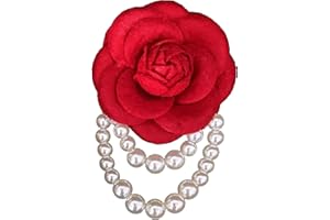 GIGB PBDK Vintage Wool Camellia Flower Pearl Tassel Brooches Pin Bracelet,Hairpin Headpieces Brooch Shawl Pins Wedding Party Gift Dainty Elegant Lapel Pins Dress Suit Clothes Accessories