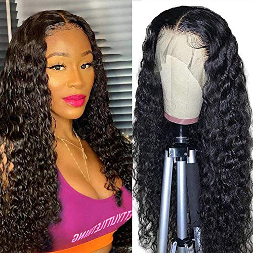 Lace-Front-Wigs-Human-Hair-Middle-Part-Curly-Wave-Lace-Front-Wigs-for-Black-Women-24-Inch-150-Density-Brazilian-Virgin-Human-Hair-Deep-Wave-Lace-Front-Wig-with-Baby-Hair-Natural-Color