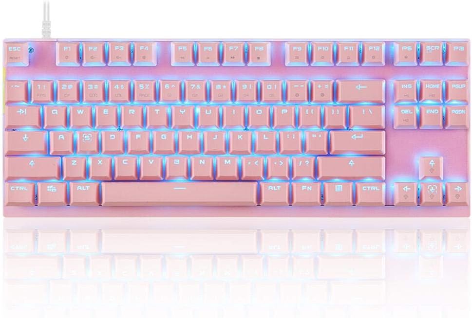Wired RGB Backlight 87 Full Keys Mechanical Gaming Keyboard Motospeed K82 (Pink)(Blue Switch)