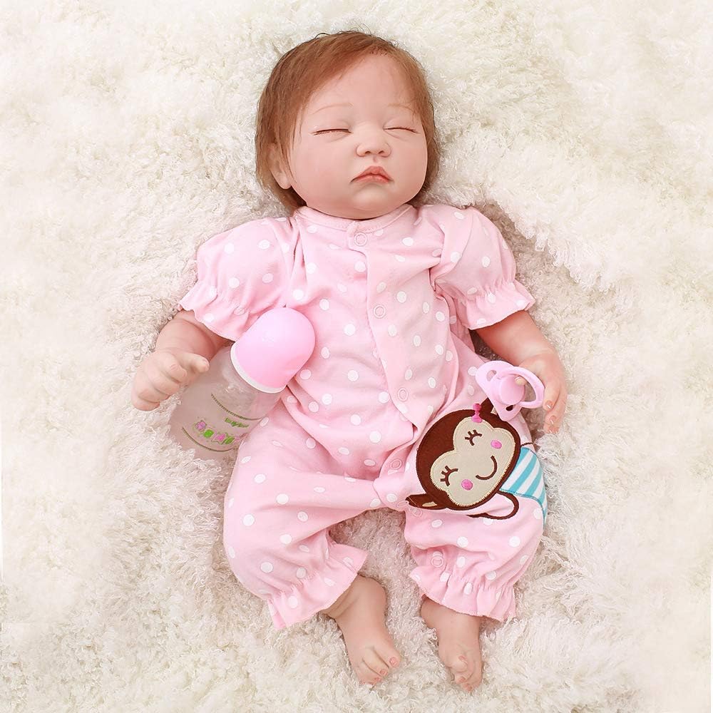 Prezzo YIHANGG Reborn Doll 46cm Occhi Chiusi Neonati Bambola Bambino Carino Abiti Rosa Morbido Silicone Realistico Vinile Giocattolo per Bambini Regalo Offerte